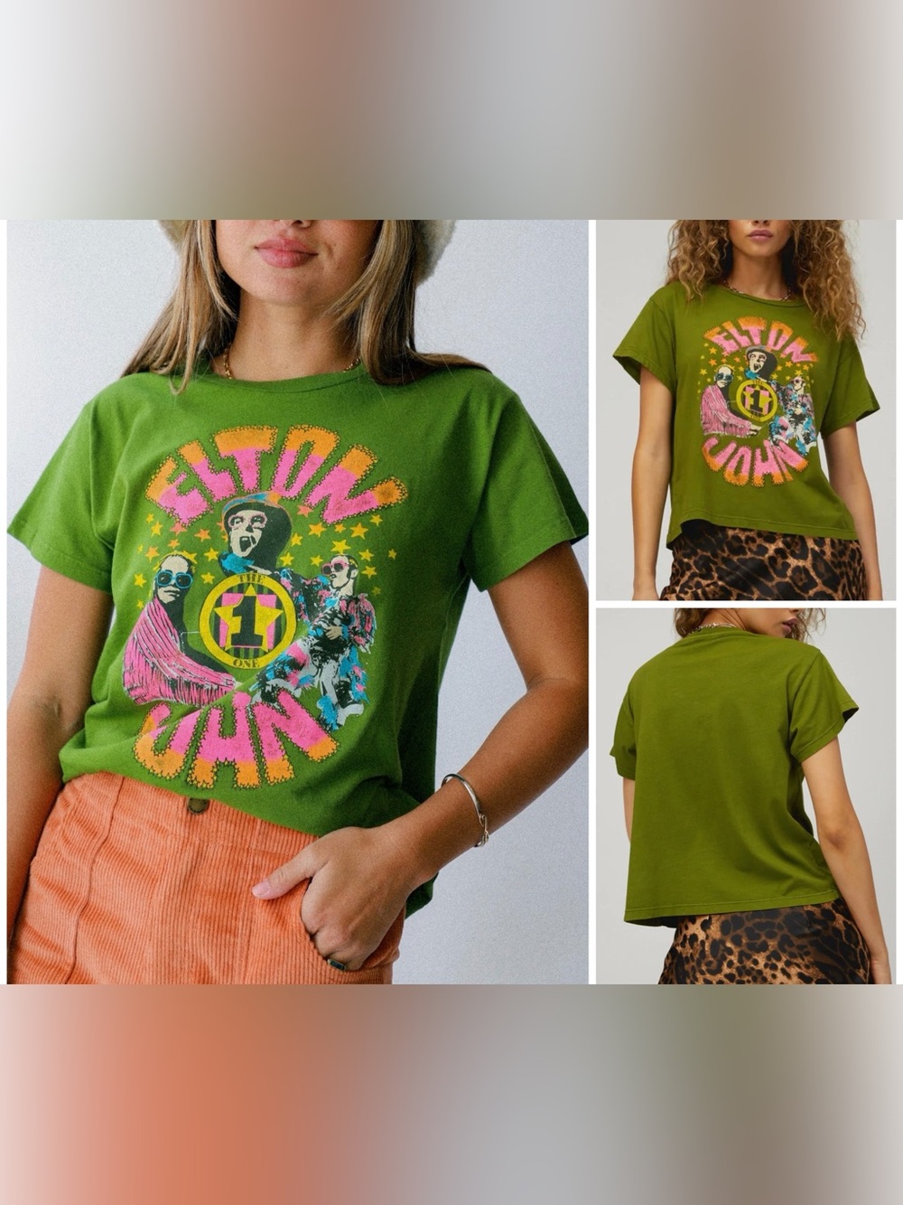NWOT Daydreamer Elton John The One Solo Tee - Olive green - XS
